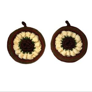 VTG Midcentury Handmade Knit Crochet Doilies Decor Display or Serving Hot Pads